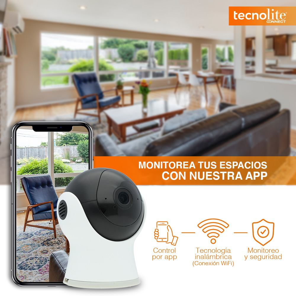 Camara de Monitoreo para Interior, Wifi, Altavoz y Microfono, Vision  Nocturna, Compatible con Tecnolite Connect App – Abame